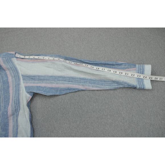 Tommy Bahama Shirt Mens Medium Stripped 100% Linen Long Sleeve Button Up - Picture 6 of 7